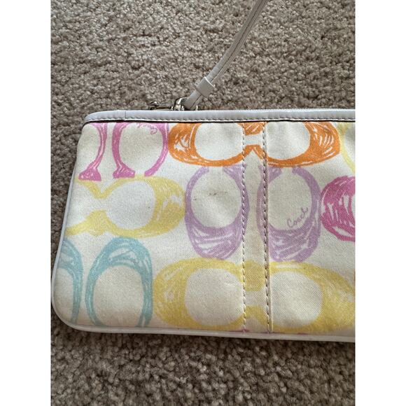 Vintage Y2K Coach Hampton Wristlet Pastel Monogram Signature Scribble - Picture 8 of 9